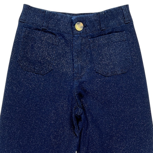 Anthropologie Maeve The Colette Sparkle Denim Cropped Wide Leg Jeans Size 26P - Picture 5 of 13
